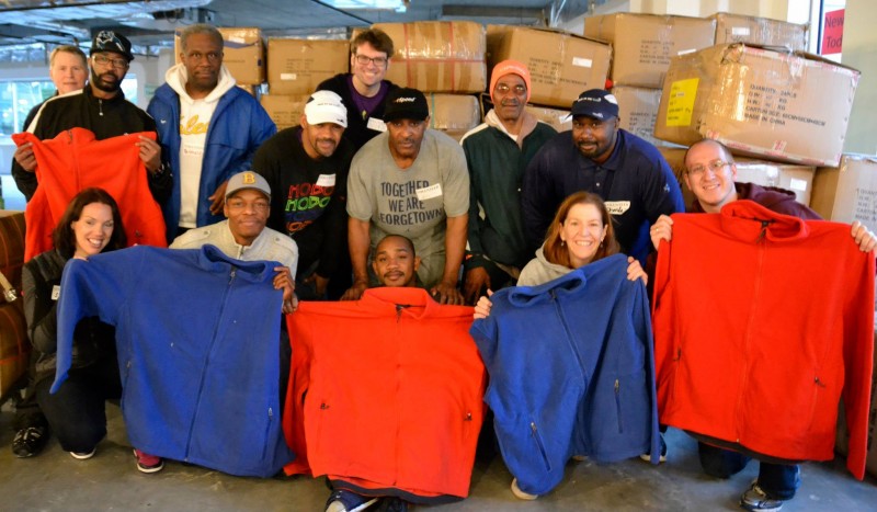 BOMF DC with new GFTH fleece jacket  purchases that were donated during the 2013 GFTH Annual Used Clothing Drive